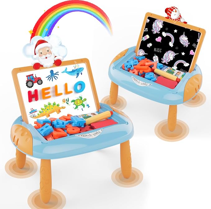 MAYESAR Toy for 1-2 Year Old Boys,Toddlers Toys with Magnetic Letters and Numbers, Art Easel for Kids 1 2 Year Old, Boy Birthday Christmas Gifts (Blue,Orange)