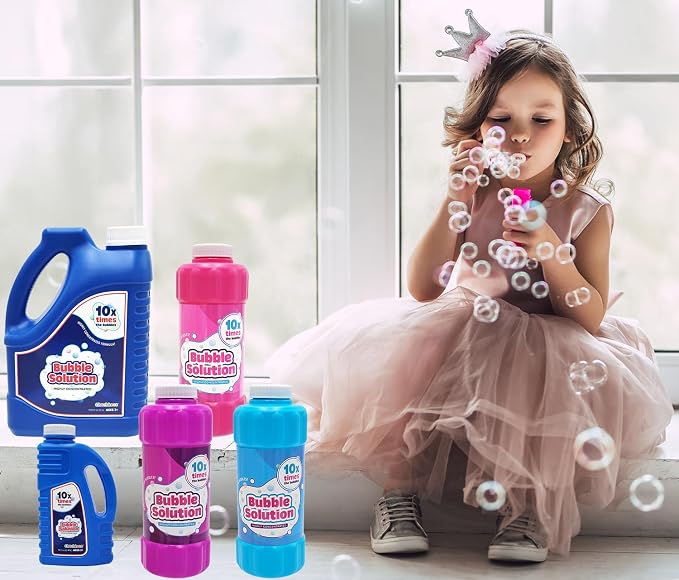16 oz Concentrated Blue Bubble Solution Bottle with Handle, Refills up to 1.25 Gallons, Non-Toxic Concentrated Solution for Bubble Machines, Giant Bubble Wands, Bubble Gun and Blowers (2-Pack)