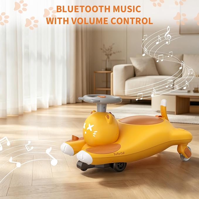 Garvee Electric Wiggle Car for Kids, 2-in-1 Ride On Swing Car with Pedal, 360 Degree Steering, 2 Speeds, Bluetooth, Flashing Wheels, Anti-Tip Design, Rechargeable Battery, Ages 3+