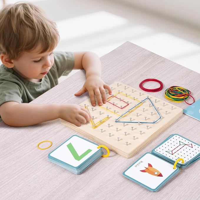 Wooden Geoboard Path Planning Educational Toy for Kids 5+ | Help children foster Spatial Reasoning, Symmetry Awareness, Fine Motor Skills