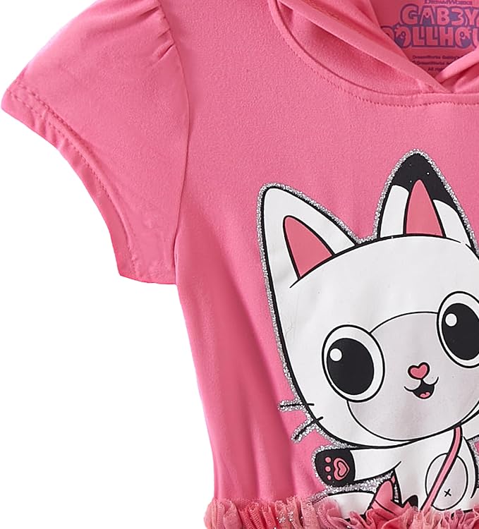 DREAMWORKS GABBY'S DOLLHOUSE Girls Cosplay Hooded Tulle Dress with Ears for Toddler and Big Kids