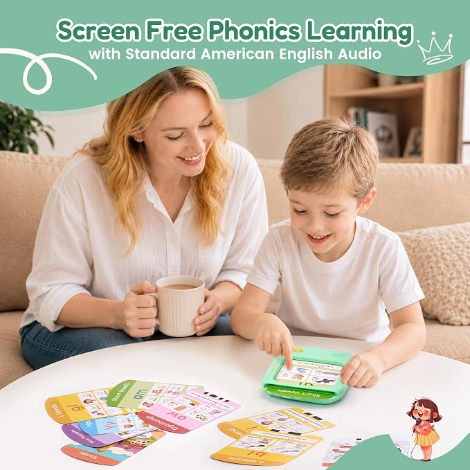 JoyCat Phonics Learning Pad, Learn to Read with 156 Pages Talking Flash Cards, 5 Level Progress Phonic Educational Toy, Screen-Free Learning Tablet Birthday Gift for Boys Girls Ages 3-8