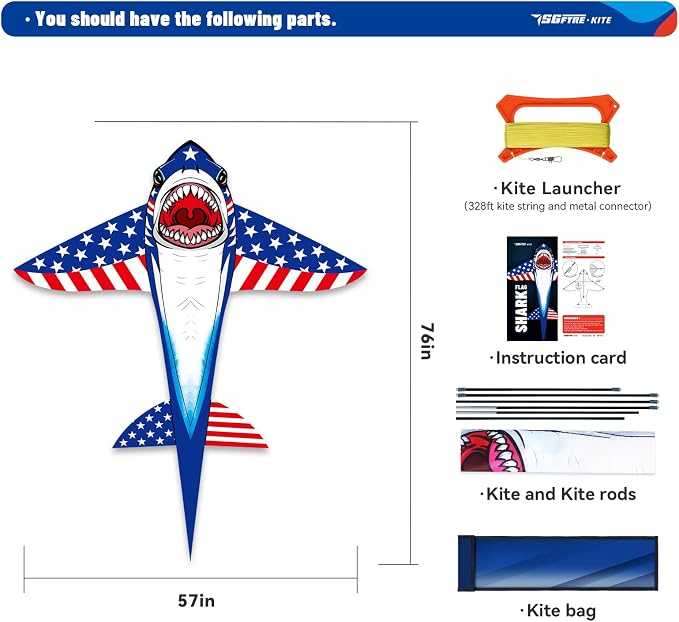 SGftre Complete Kite with Handle, Line & Accessories,Easy to Fly for Kids & Adults, Perfect for Beach, Park, Family Outdoor Activities