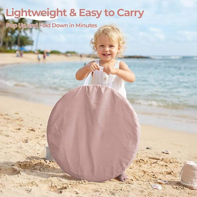 Monobeach Baby Beach Tent with Pool: Brown Pop Up Sun Shade Tent for Toddler, UV Protection Portable Outdoor Shelter, Foldable Camping Canopy for Beach, Backyard & Travel
