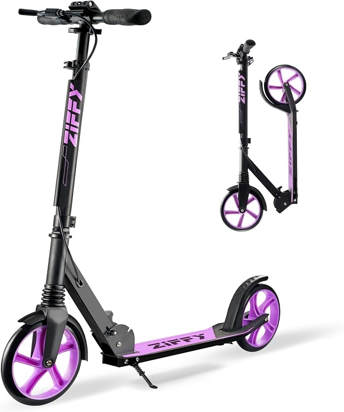 JOVA ZIFFY Scooter for Kids with Hand Brake, Foldable Kick Scooter for Ages 6-12, Lightweight Scooter for Boys with 4 Adjustable Heights, ABEC9 Bearings, Supports Up to 220 lbs