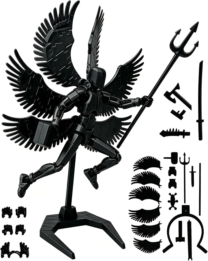 2026 New Assembly Required-Titan 13 Action Figure,Dummy Robot 13 Action Figures Set,3D Printed Multi-Jointed Action Figures,Nova 13 Action Figure for Collectors Desktop Decorations((Black Angel))