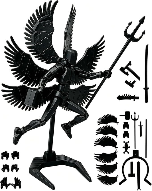 2026 New Assembly Required-Titan 13 Action Figure,Dummy Robot 13 Action Figures Set,3D Printed Multi-Jointed Action Figures,Nova 13 Action Figure for Collectors Desktop Decorations((Black Angel))
