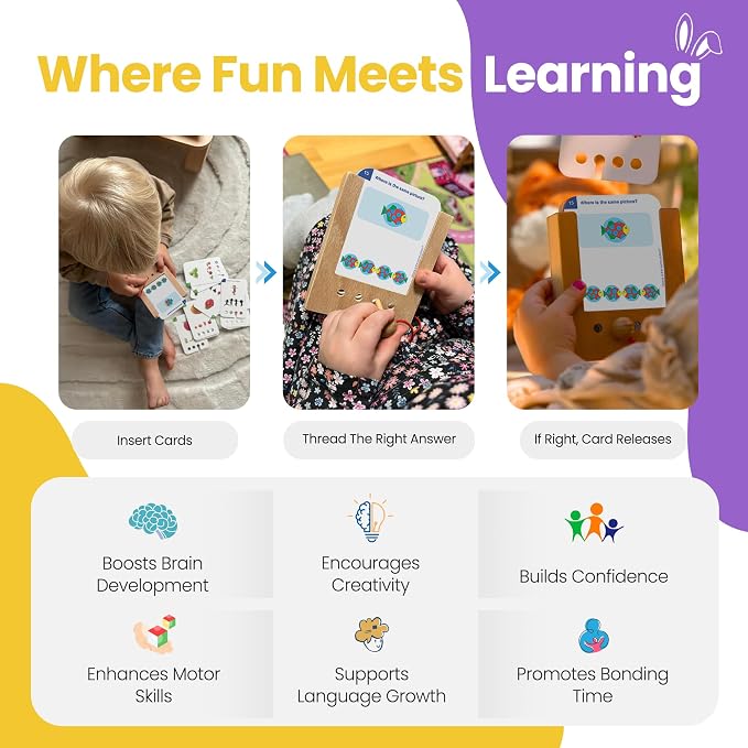 Puncho – Teach Your Kids to Solve Problems – Montessori Self-Correcting Wooden Learning Game – 144 Flash Cards with 288 Learning Exercises – Educational Gift for Boys & Girls Ages 5+
