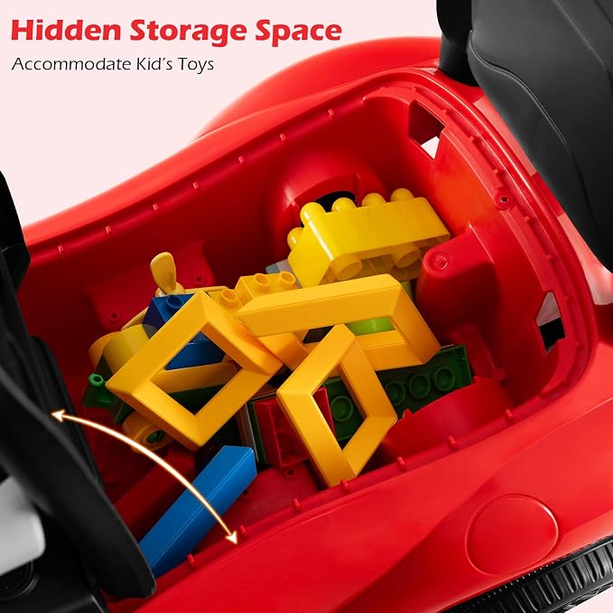 Licensed Toyota Ride on Push Car for Toddlers by INFANS, 3 in 1 Walking Sliding Toy with Removable Guardrails and Handle, Music, Under Seat Storage for Kid (Red)