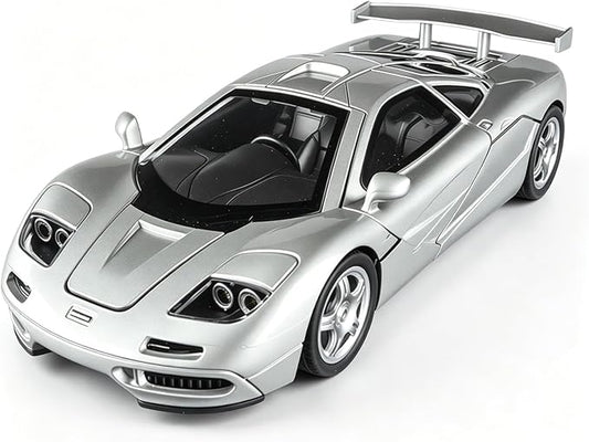 1/32 Car Model Compatible for Collectible McLaren F1 Supercar Diecast Toy Car, Zinc Alloy Pull Back Vehicles Toy with Sound and Light for Adult Boys Girls 3 4 5 6 7 8 Silver