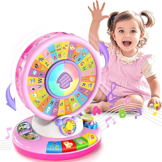Toys for 1 2 3 Year Old Boys Girls, Spin & Sing ABC Alphabet Learning Zoo with Lights & Sounds, Musical Educational Toy for Toddler 1-3, Christmas 1st Birthday Gifts for Baby Kids Age 12-18 Months+
