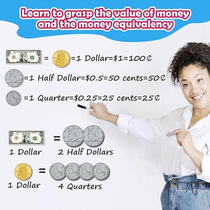 Kasfalci 73 PCS Magnetic Money for Kids for Learning, Math Manipulatives, Learning & Education Toys for Classroom, Pretend Play, Math Games for Toddler, Teacher and Homeschool Supplies