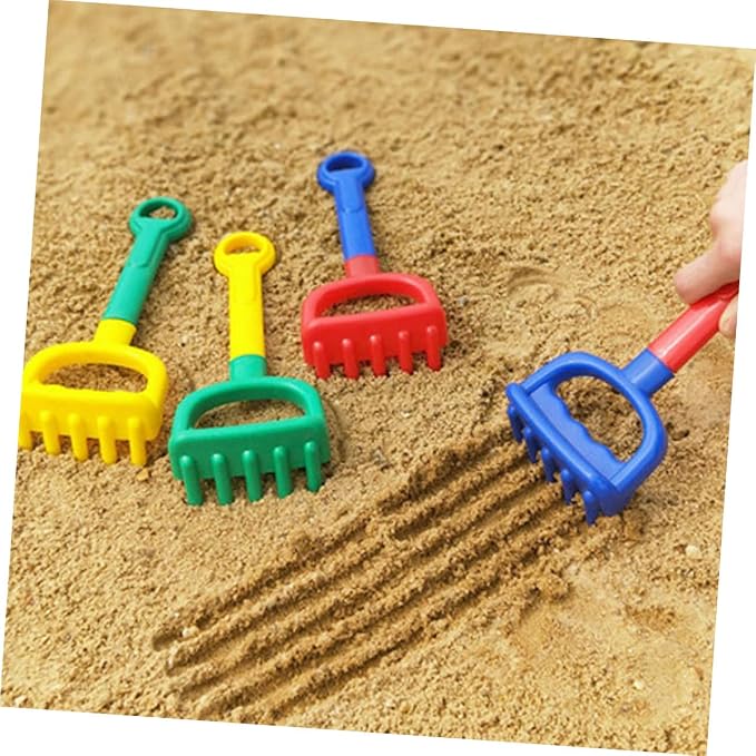 MERRYHAPY 3pcs Beach Rake Lightweight Plastic Sand Tools for Outdoor Blue Colors Box for Ages