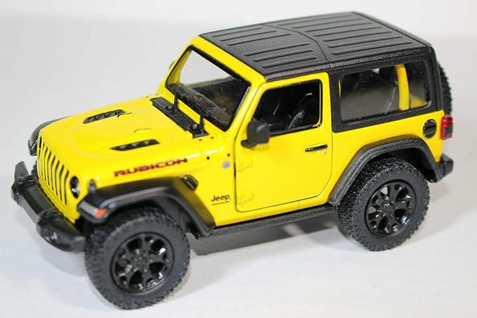 KiNSMART - Jeep Wrangler Rubicon Off Road 4x4 5 inch 1:34 Scale Die Cast Model Replica Toy Car (Yellow Hardtop)