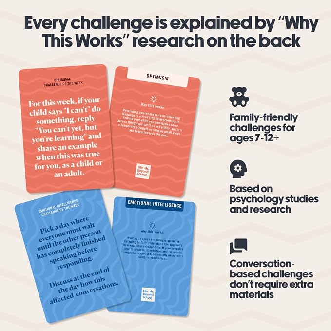 Building Resilience 52 Challenge Conversation Cards for Kids & Parents | SEL Emotional Intelligence | Social Emotional Learning Activities | Life Skills Classroom Must Haves | Teachers & Counselors
