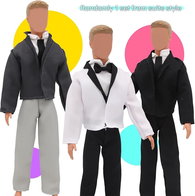 ZTWEDEN 12 Inch Boy Doll Clothes with Leather Jackets Suit Shirts Sweatshirts Shorts Pants T-Shirts for Girls and Boys Xmas Gift (Randomly 6 Sets, 12 Pieces )