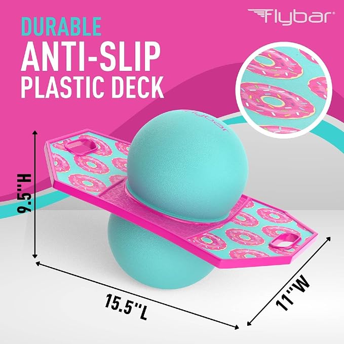 Flybar LED Pogo Trick Ball for Kids Balance Bounce Board w/Anti-Slip Deck