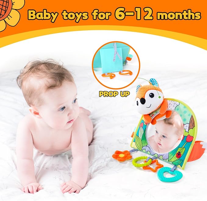 Koty Infant Car Seat Toy - Kick and Play Activity Center with Mirror, Teether and Crinkle Paper, Fun Travel Baby Toy for Rear Car Seat, Easier Drive with Newborns, Babies