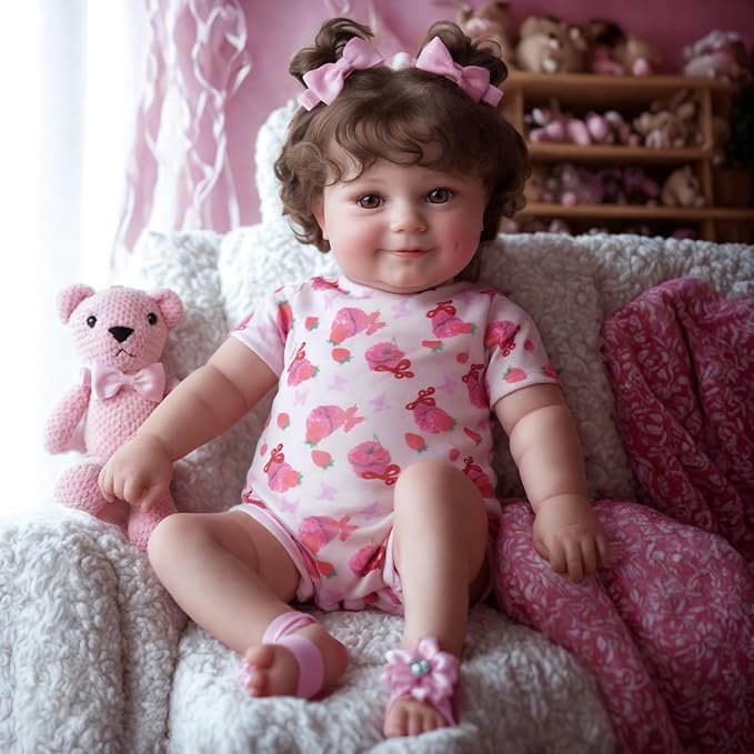 JIZHI Lifelike Reborn Baby Dolls - 20Inch-Real Baby Feeling Realistic-Newborn Baby Doll Adorable Smiling Real Life Baby Dolls with Gift Box for Kids Age 3