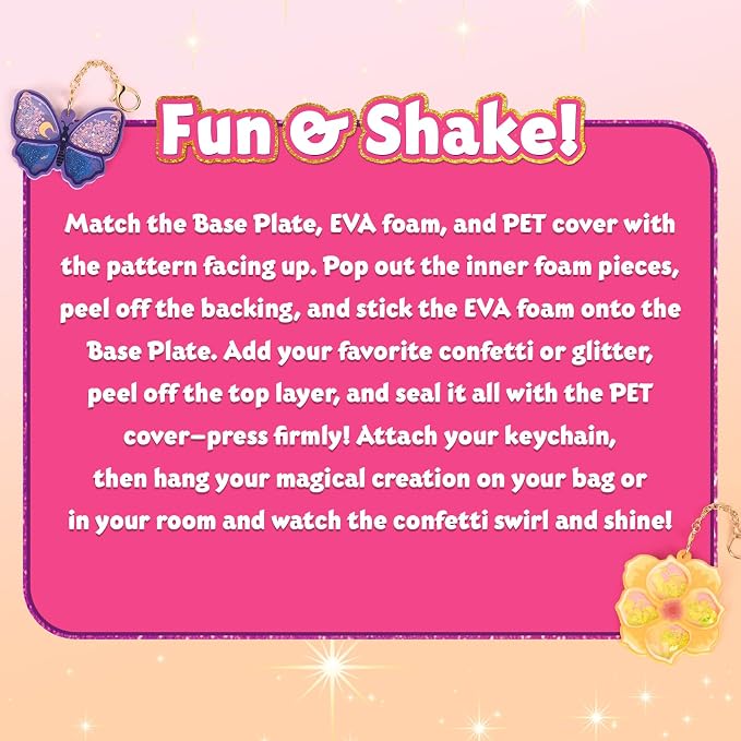Shake-its Glitter Craft Kits, DIY Art Kit for Kids - Fun Shake Art Supplies, Creative Arts and Crafts Activity Gifts for Girls & Boys Ages 4 5 6 7 8 9 (Flowers & Butterflies)