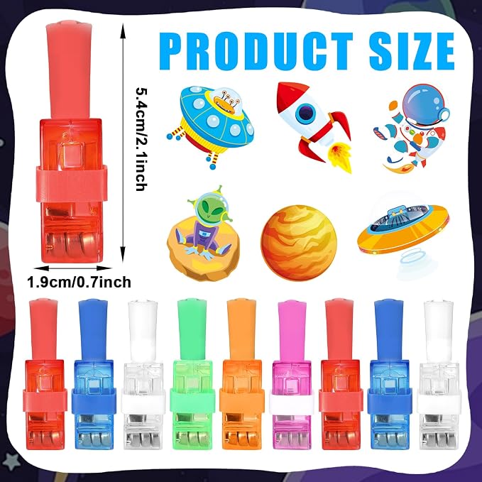 CHUNNIN 36 PCS Outer Space Party Favors Planet LED Light Up Finger Lights，Glow in the Dark Spacecraft Astronaut Party Bulk for Christmas Goodie Treat Bags Stuffers Galaxy Theme Birthday Supplies
