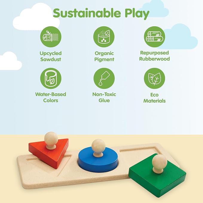 PlanToys® Shape Matching Puzzle Wooden Sorting & Logic Toy for Kids Ages 3+ | Montessori Educational Game for Fine Motor Skills & Spatial Reasoning | Eco-Friendly Learning Toy