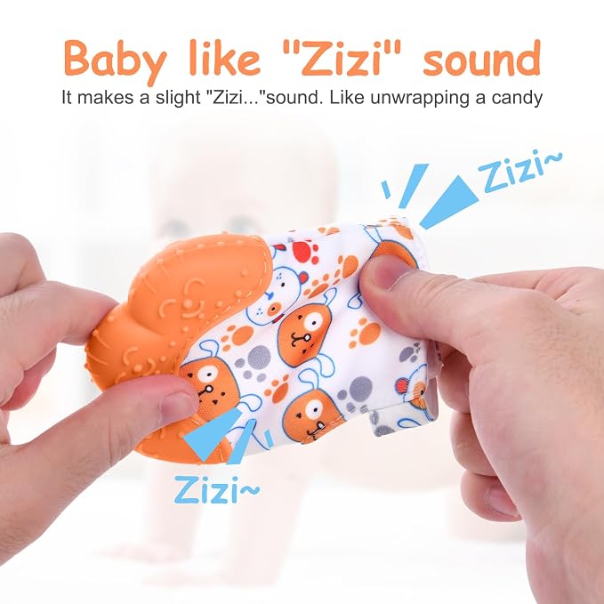 Vicloon 2Pack Silicone Teething Mitt, Soothing Infant Teething Mitten Pain Relief, Prevent Scratches Glove, Safe Silicone Teething Toys for 0-12 Months