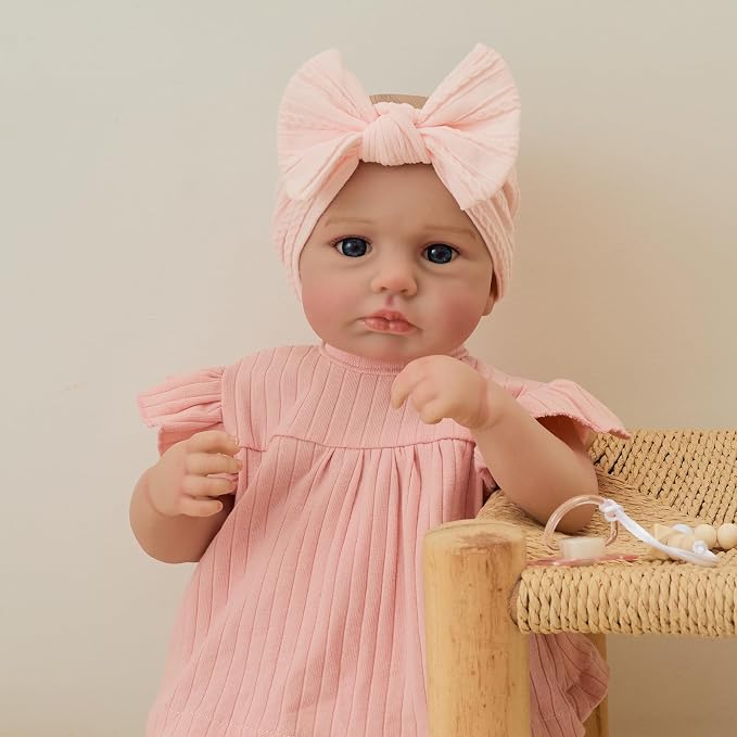 FOCKOF Realistic Reborn Baby Dolls-18 Inch Realistic Baby Doll Girls Soft Vinyl Body Reborn Baby with Gift Box for Kids Age 3+ Pink