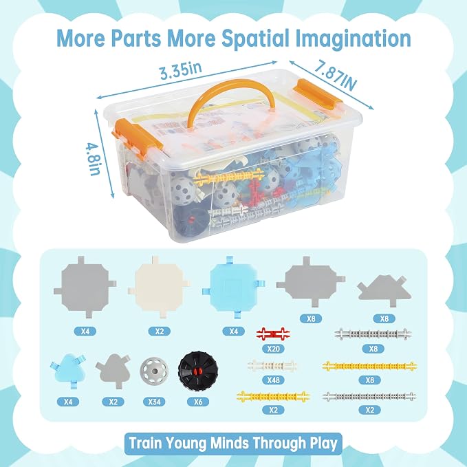 160 Pcs STEM Building Toys for Kids,Educational Engineering Blocks Kits for 4 5 6 7 8+ Year Old Boys & Girls with Storge Box,Learning Toys Sets & Birthday Gift for Toddlers