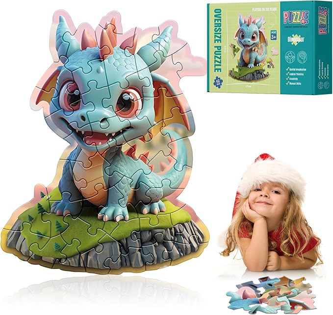 Jumbo Floor Puzzle for Kids,42 Piece Dinosaur Large Jigsaw Puzzles, Fun Preschool Educational Toy for Toddlers Ages 3-5,Gift for Boy Girl Ages 4-8