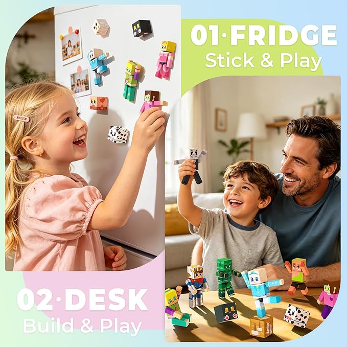 Magneverse 20 Pcs Magnetic Action Figures Playset - Magnetic Building Blocks, Magnet Cubes and Rotatable Figures Character Toys for Kids, Birthday Gift for 6+ Year Old Boys Girls (Patent Pending)
