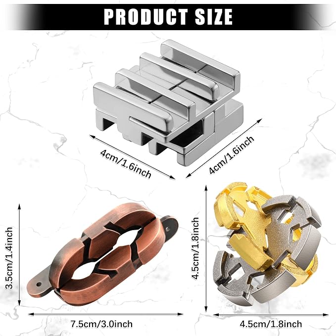Skylety Brain Teaser Metal Puzzle Toys 3D Unfasten Interlocking Puzzle for Adults Teens Gifts(Stylish)