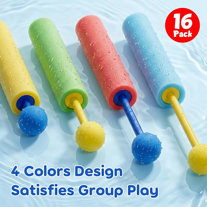 Lehoo Castle 16 Pack Water Blasters for Kids, Foam Water Guns Squirter for Kids, Squirt Guns Bulk for Pool Beach Party Favors, Summer Outdoor Toys for Boys Girls