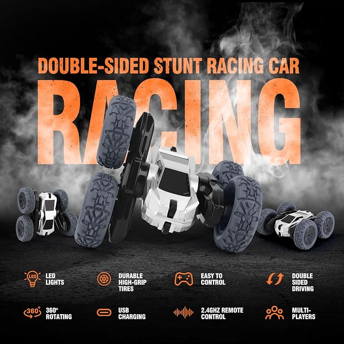 RC Stunt Cars Remote Control Car Double-Sided Driving 360-degree Flips Rotating Car Toy