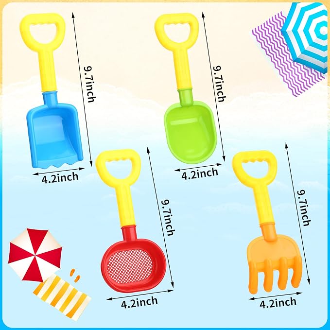 Skylety 8 Pieces Sand Shovels for Kids Colorful Plastic Rake Summer Beach Sand Sifter Shovel for Planting Digging Garden Tool Travel Beach Essentials