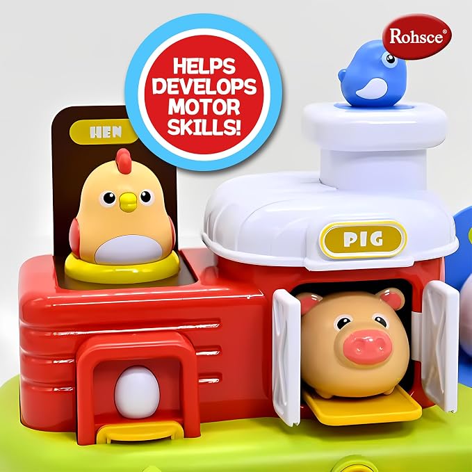 Baby Pop Up Toy, Music Sensory Montessori Toys for 1 Year Old | Interactive Pop Up Animal Toys, Cause and Effect, Educational Early Learning Gift for Toddlers 1-3