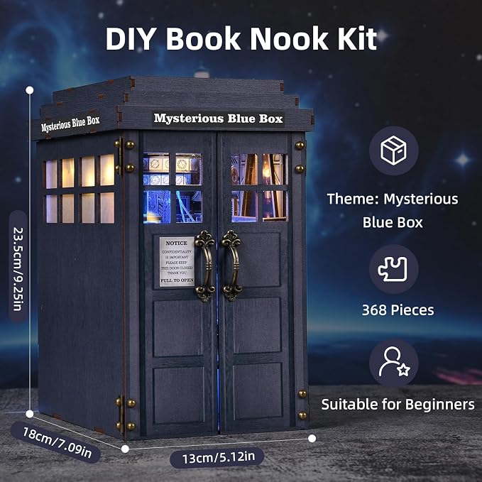 Book Nook Kit, DIY Miniature House Dollhouse Kit 3D Puzzle for Adults | Booknook Bookend Bookshelf Decor Tiny House Model Build with Dust Cover, Gifts for Family and Friends
