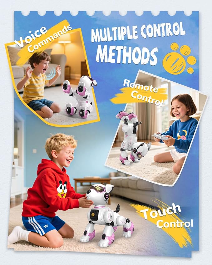 anysun Robot Dog Toy for Kids, Programmable Remote Control Robots Puppy with Voice & Touch Sensors, Dancing & Singing, Animal Sound Imitation, Smart Stunt Robot Pet, Interactive Robotic Dog for Kids