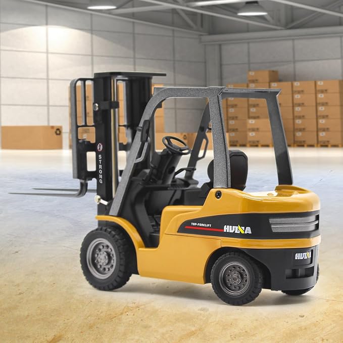 Dollox Die-cast Forklift Truck Toys, 1/50 Scale Manual Metal Engineering Vehicle Fork Truck, High Detail Construction Vehicles Model Collection Forklift Decoration Toy Gift for Kids