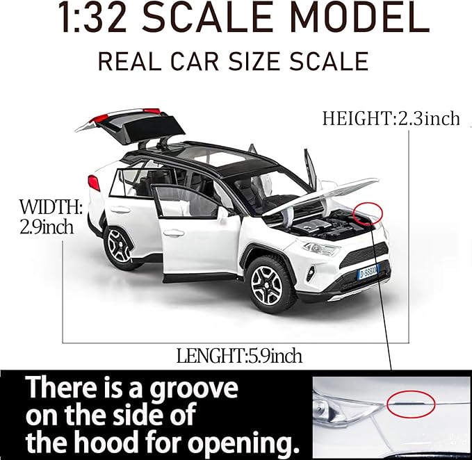 Model Car 1/32 Toy Car Alloy Diecast Collectible Model with Light and Sound Toy Vehicle for Boys Kids Toddler Gift White Car