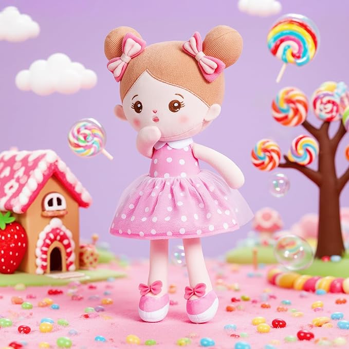 OUOZZZ 12.6" Soft Baby Doll - Toys for 1 Year Old Girl Gifts, Birthday Gifts for 1 Year Old Girl Plush Toys Gift for Toddler Kids Pink Dress