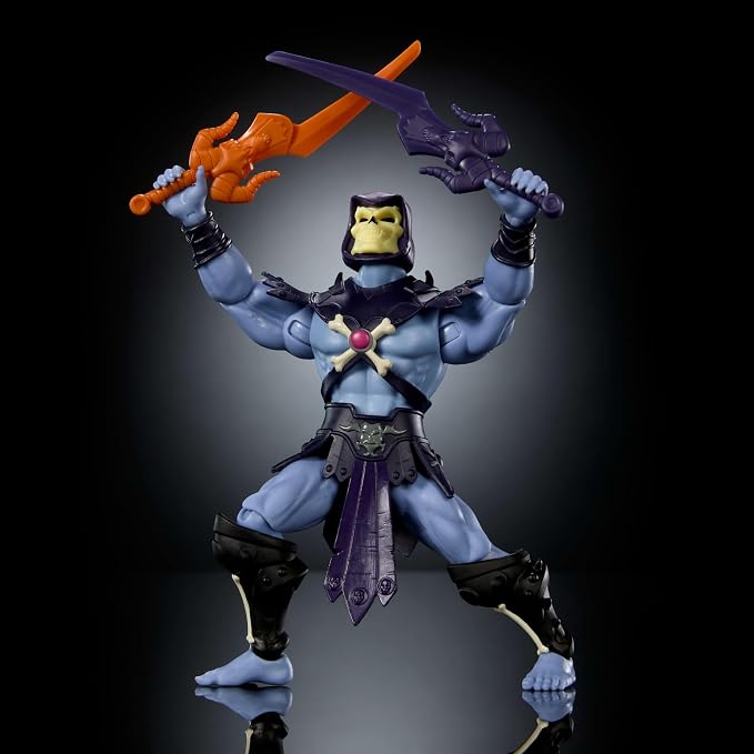 Masters of the Universe Origins Action Figure 200X Cartoon Collection Skeletor, 5.5 Inch 1980s Motu TV Villain, Detailed Design & Cape Staff 2 Swords