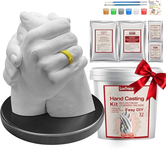 LUVTRACE Hand Casting Kit for Couples – DIY Mold Kit with Base for Holding Hands Statue, Romantic Gift for Anniversary, Wedding, Engagement, Valentine’s Day, Easy Plaster Mold