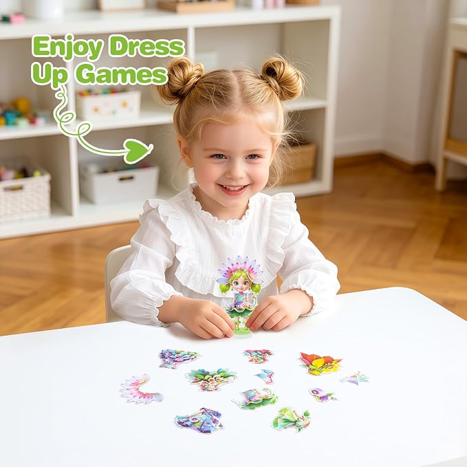 PainZieteg Magnetic Dress Up Dolls,Paper Dolls for Girls, Kids DIY Princess Magnetic Dress-Up Doll for Girl Birthday (Summer Fairy)