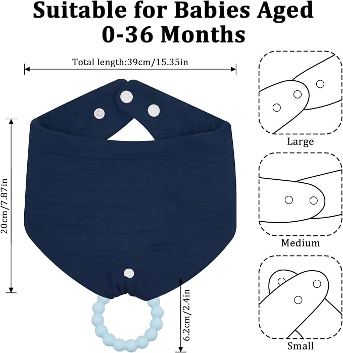 6-Pack Baby Bandana Drool Bibs & Teething Toys for 0-24 Months, Safety for Newborns and Toddlers