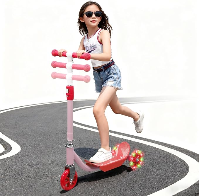 Kids Scooter: LED Lighted 3 Wheel Scooters for Kids 3-5, 3 Adjustable Height Handlebar, Anti-Slip Deck,Heavy Duty Metal Scooters for Boys Girls Ages 3-5 5-7, up to 110 Lbs,Toddler Kick Scooter