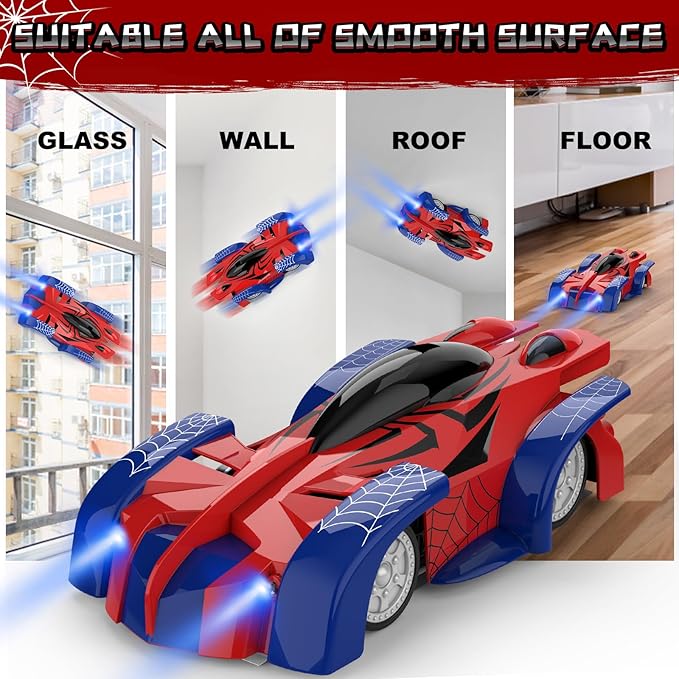 Wall Climbing Remote Control Car, 360° Rotating RC Stunt Car with Headlight, Rechargeable RC Cars Toys for 3 4 5 6 7 8-12 Year Old Boys Girls Kids