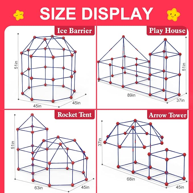 Fort Building Kit for Kids,STEM Construction Toys, Christmas & Birthday Gift for 4 5 6 7 8 9 10 11 12 Years Old Boys and Girls,Ultimate Creative Set for Indoor & Outdoors Activity,140 Pcs,Original