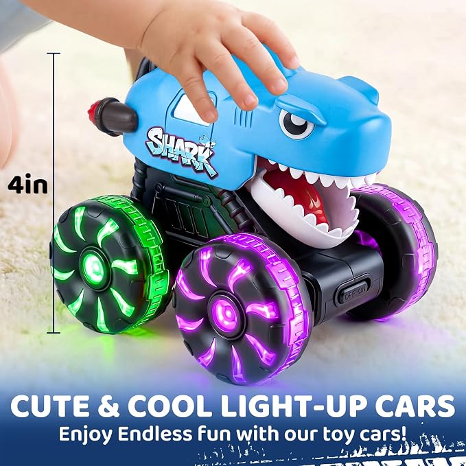 Tsomtto Press and Go Cars Monster Truck Toys Animal Cars for Toddlers, Press and Go Cars Toys for 2 3 Year Old Boys Girls Gift, Light Up Animal Cars for 2 3 Two Year Old Birthday