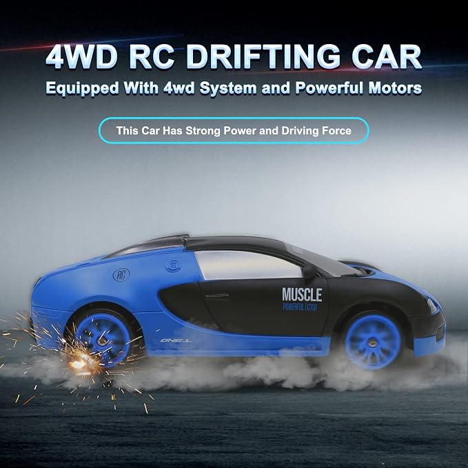 Remote Control Car RC Drift Car 2.4GHz 1:24 Scale 4WD High Speed RC Cars Vehicle with LED Lights Drifting Tires Racing Sport Toy Cars for Adults Boys Girls Kids Gift